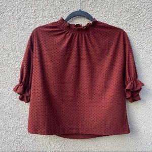 Madewell Texture and Thread Red Mockneck Top